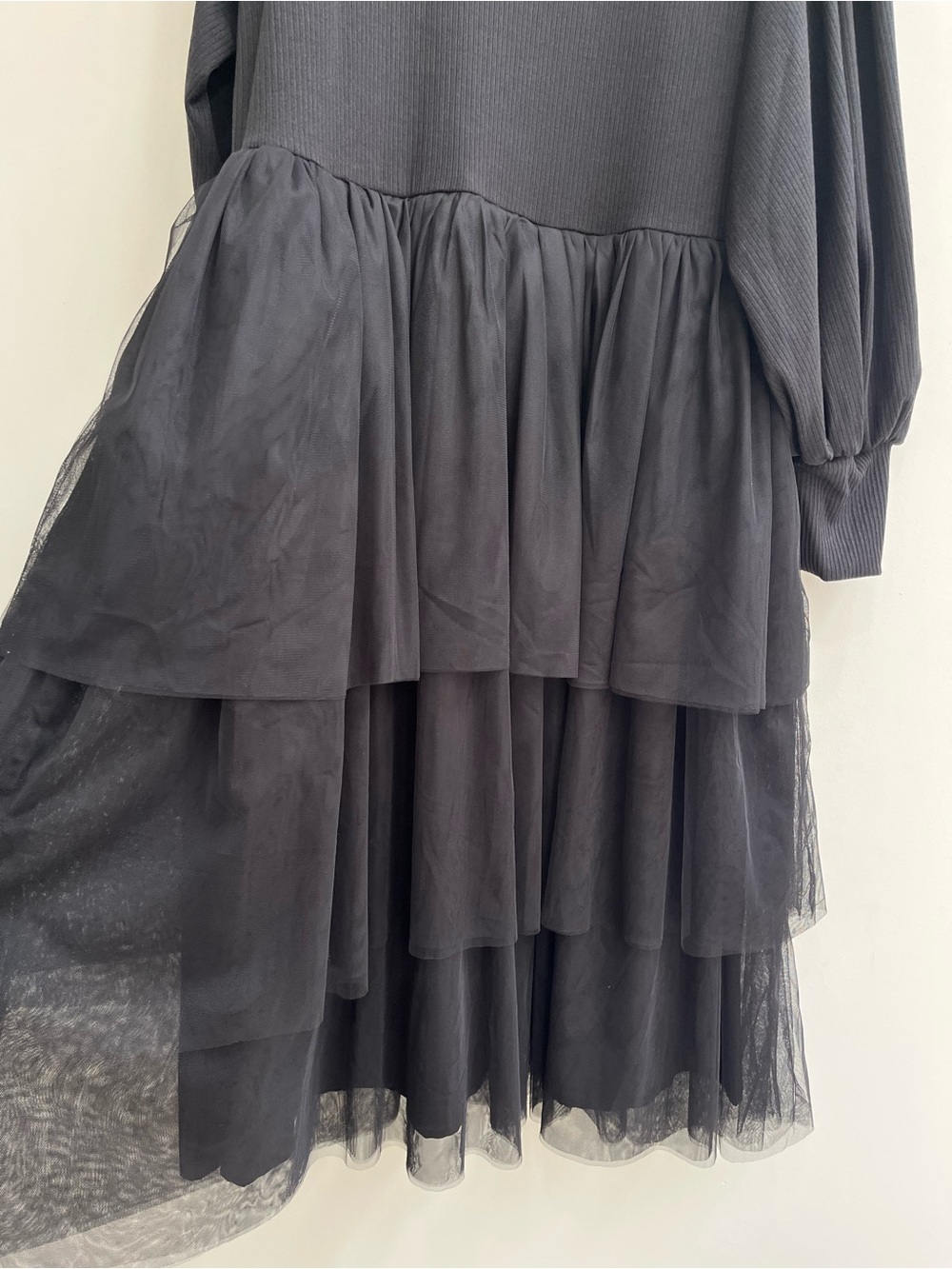NEW Ivy City Co Cosette Midi Dress Black Ribbed Tulle Tiered Womens 1X - Picture 7 of 14